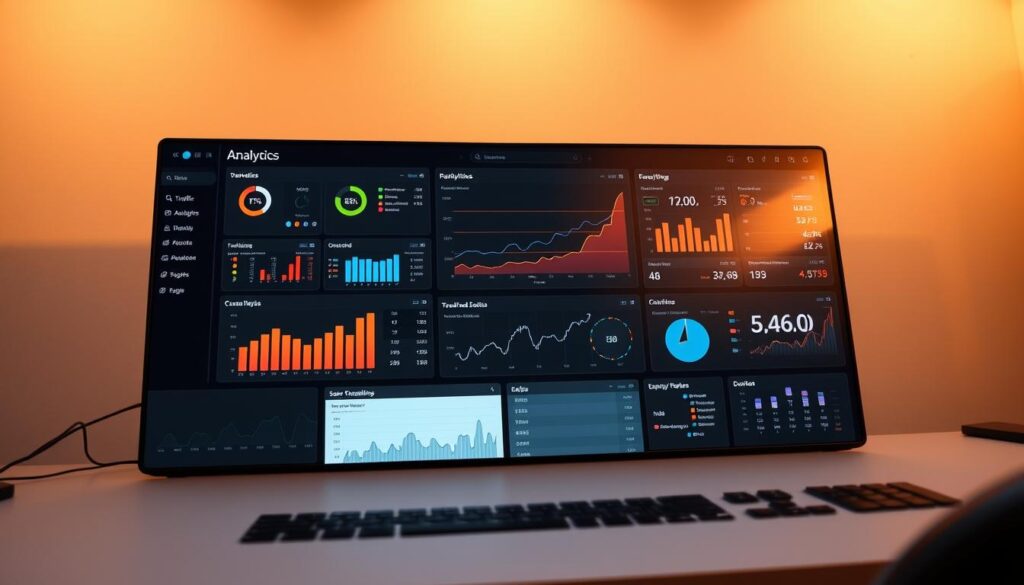 painel de controle de análise de site