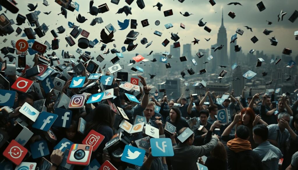 redes sociais em crise